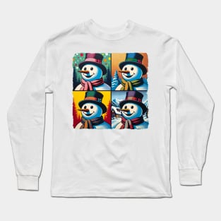 Frosty Fusion: Pop Art's Coolest Creation - Pop Snowman Long Sleeve T-Shirt